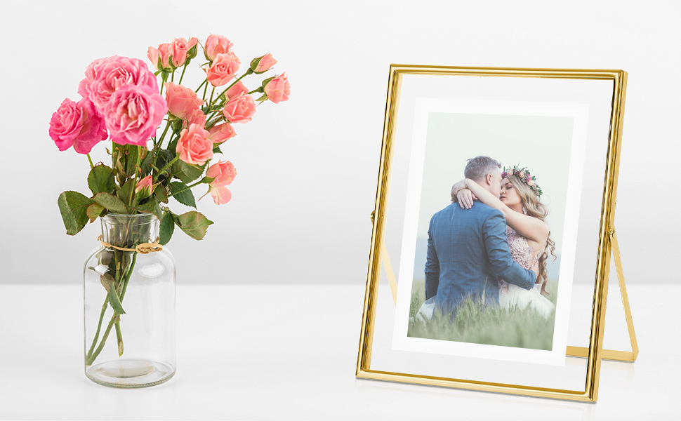 Floating Picture Frame, 8x10 Elegant Gold Floating Frame