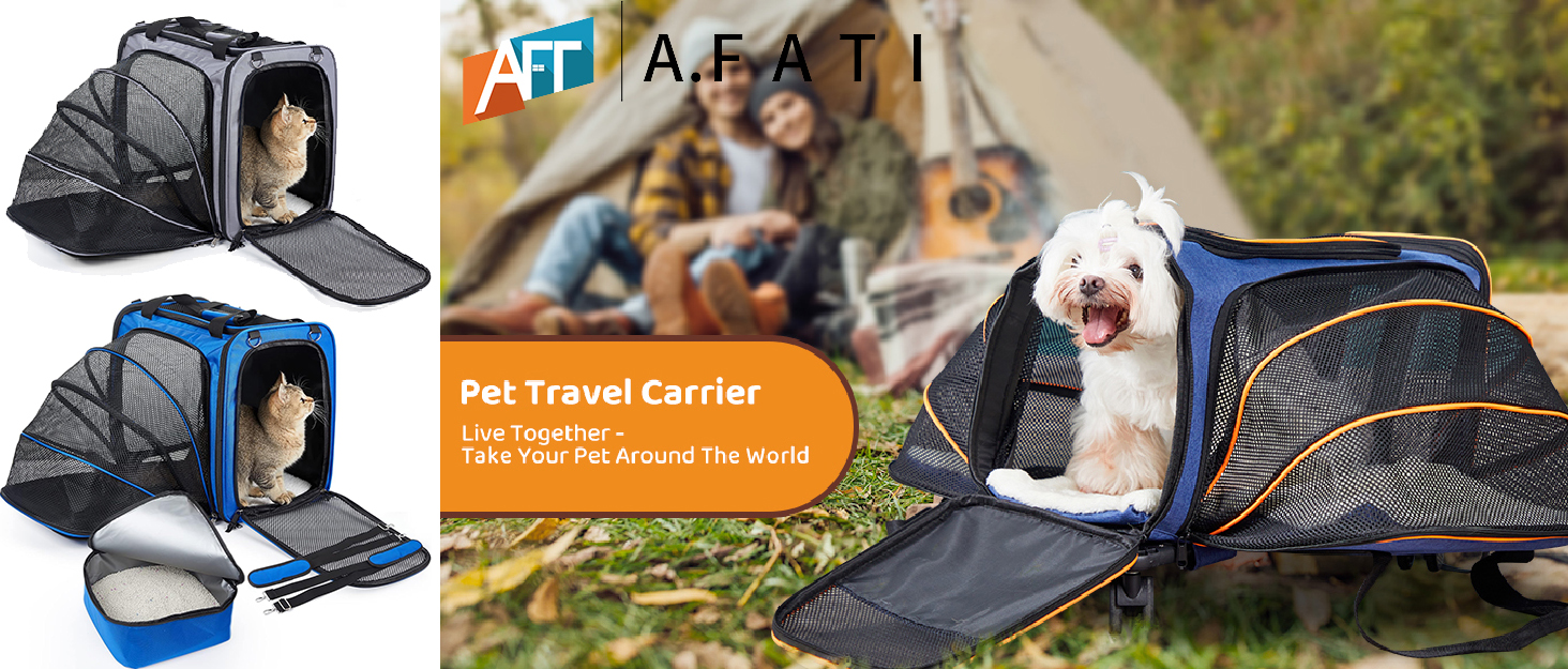 A.FATI Pet Crate for Car Traveling with Collapsible Litter