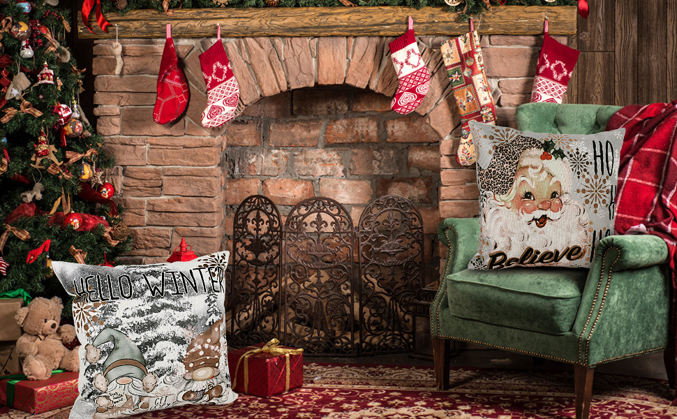 APKPK Farmhouse Christmas Pillow Covers 16x16 Set of 4