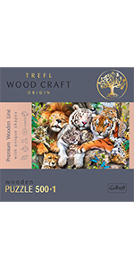 Trefl 20152 – Puzzle Drewniane, Dzikie Koty w Dżungli – 500+