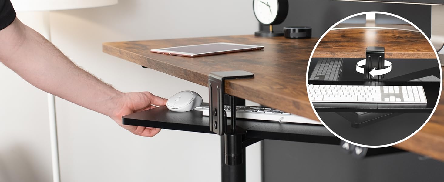 VIVO Clampon Rotating Computer Keyboard and Mouse Tray