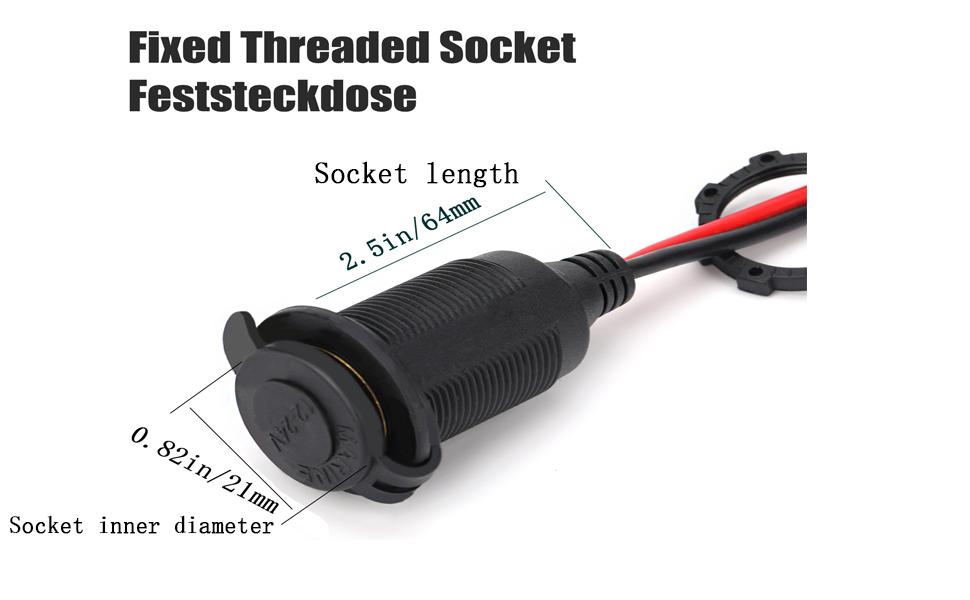 Socket outer dimensions of the fastener