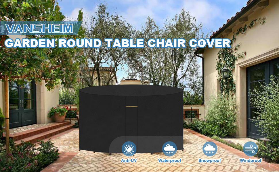 VANSHEIM Circular Table Covers for Garden Furniture Small Round Outdoor