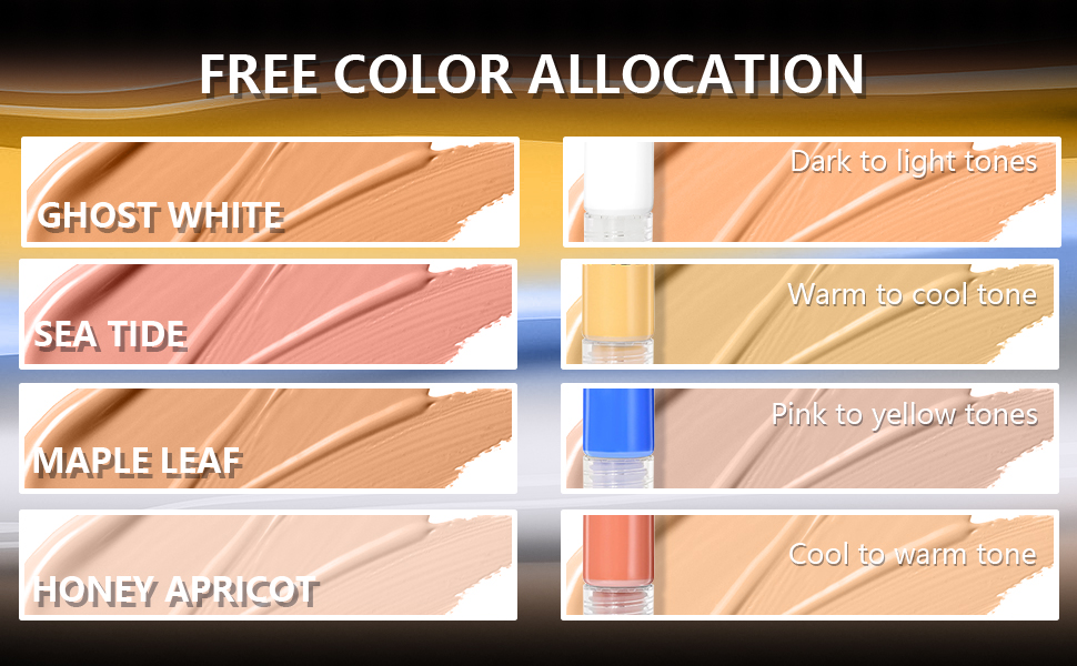 white/yellow/orange / blue color corrector makeup