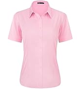 J.VER Womens Button Down Shirts Stretch Wrinkle Free Formal Short Sleeve Dress Shirt Summer Work ...