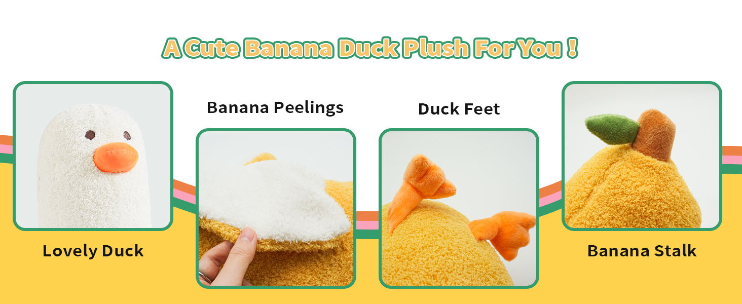 PEACH CAT Banana Duck Plush Mommy 19.7" with 3 Cute Banana
