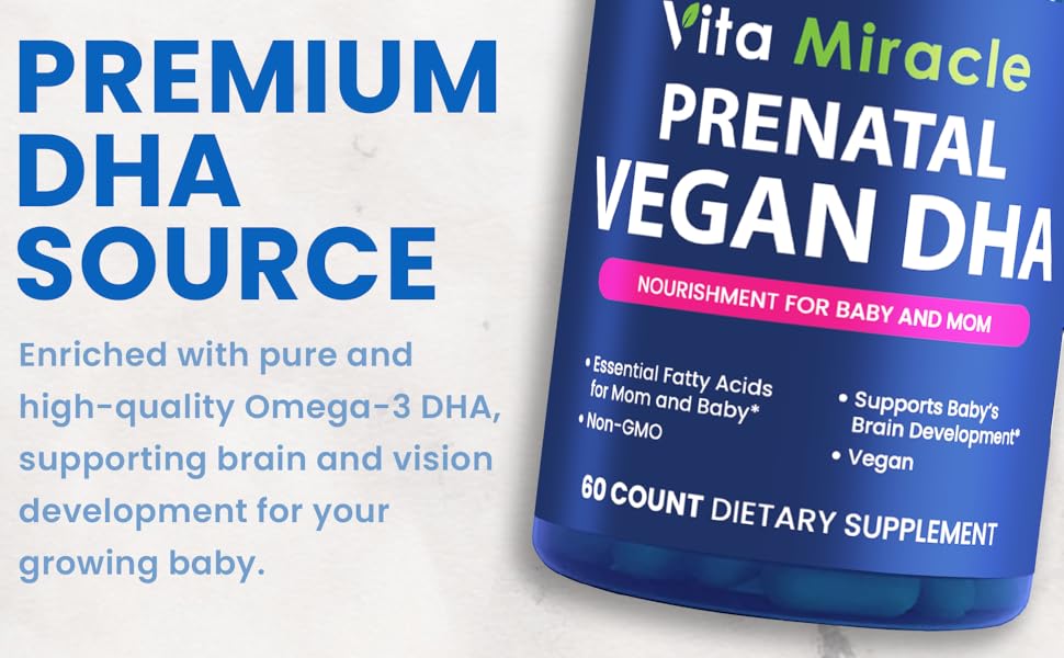 Prenatal DHA Supplements Vegan 800mg DHA DPA Plant Based Omega 3 Best for