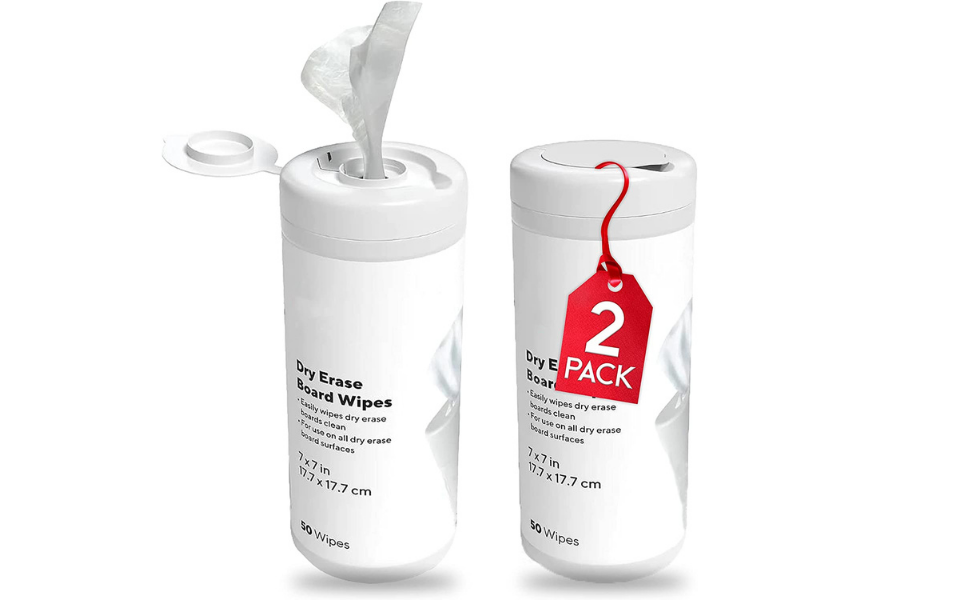 1InTheOffice Dry Erase Board Cleaning Wet Wipes, Non Toxic Cleaning Wipes, 50 wipes