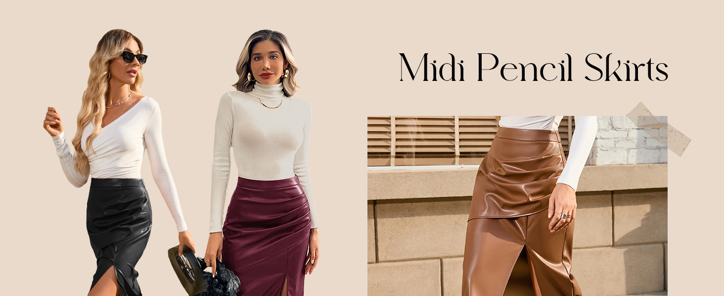 midi leather skirt