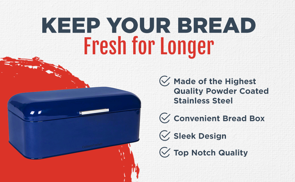 Culinary Couture Large Blue Bread Box for Kitchen