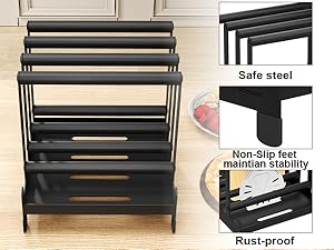 Safe steel, non-slip feet maintain stability, rust-proof