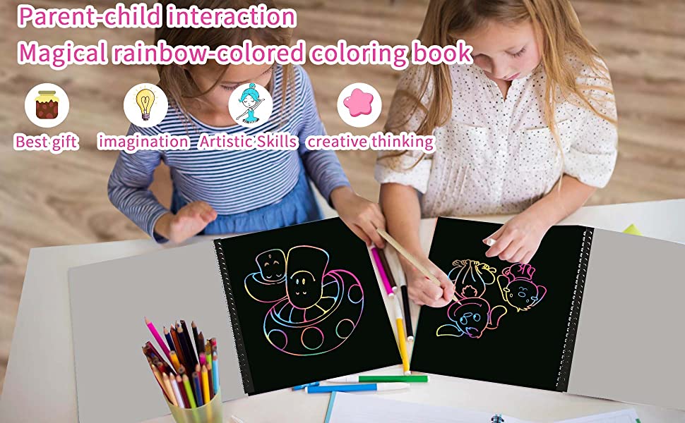 CHSTR Magical Book for Kids A4Sized Scratch Notebook Set Perfect