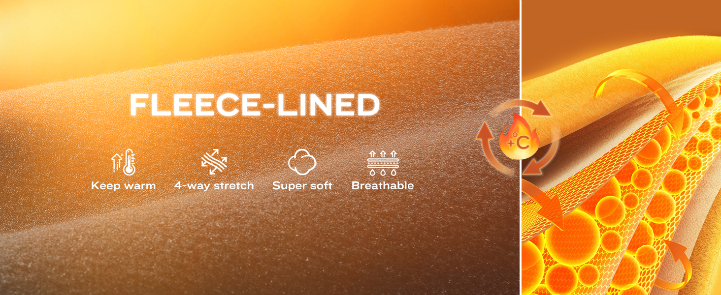 Mens Fleece Lined Pants with Zipper Pockets,Winter Workout Warm Running Joggers Sweatpants for Men