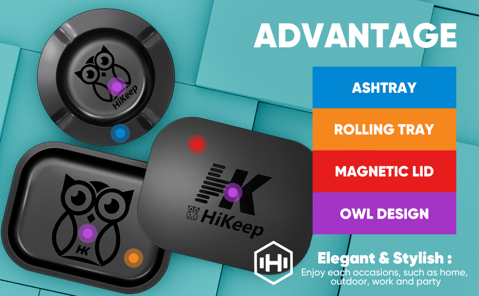 HiKeep Rolling Tray Set, Matte Metal Rolling Tray with PVC