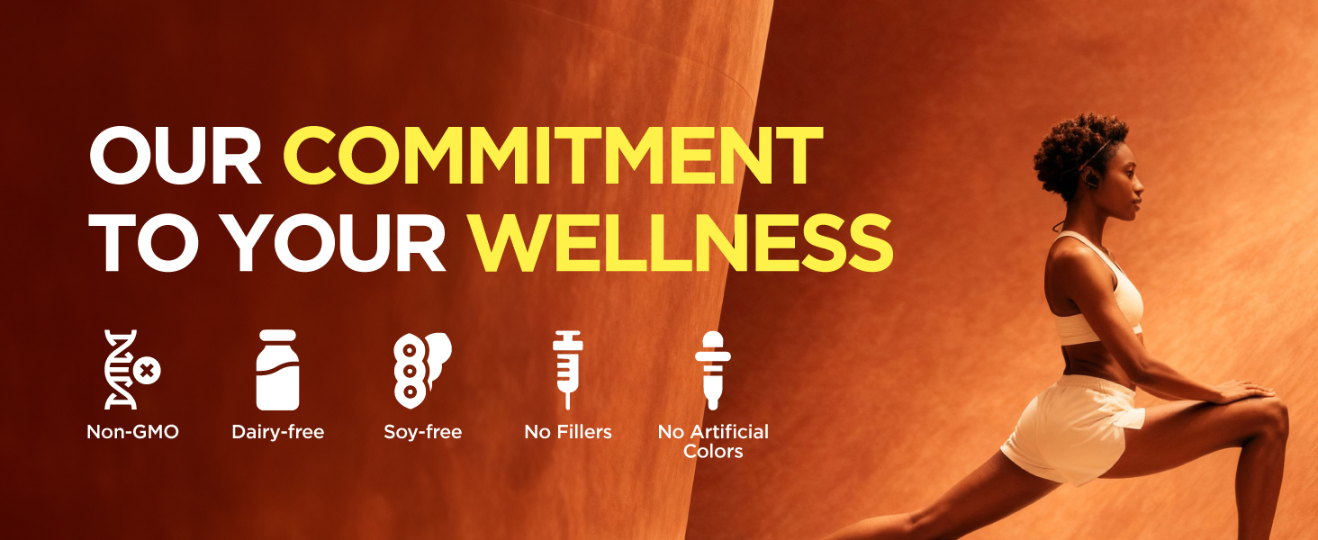 A warm orange background with a woman doing yoga text shows moringa's wellness commitment