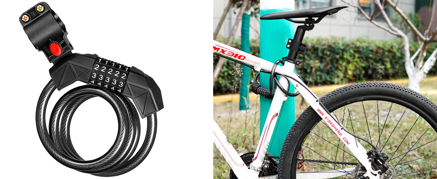 Bike Lock Cable, Anti Theft Bicycle Lock Chain, Bike