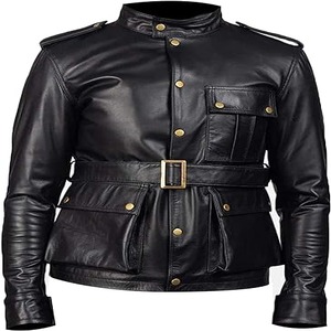 Amazon.com: Mens Classic Black Leather Jacket, German Style