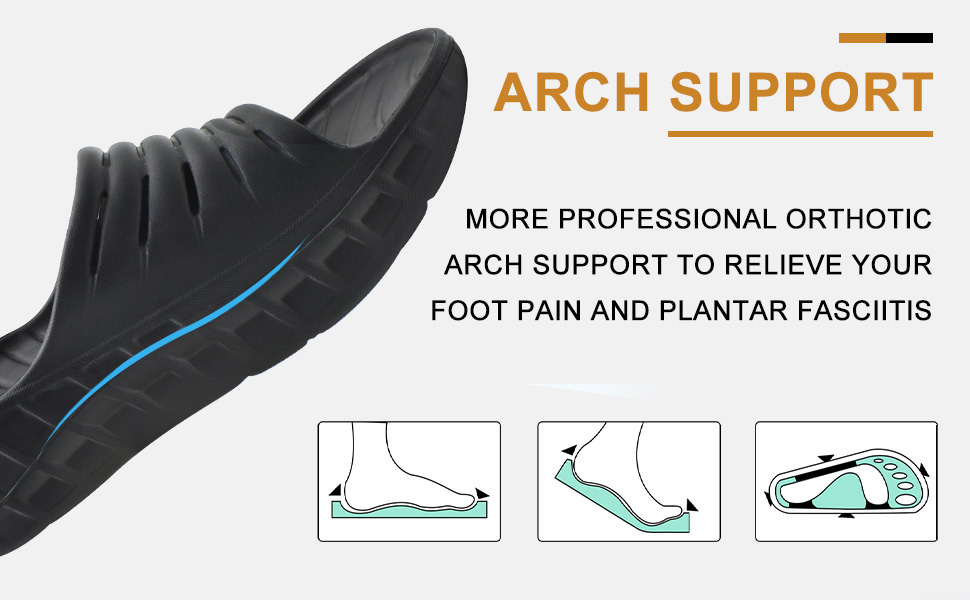KuaiLu Mens Recovery Sandals With Comfortable Plantar Fasciitis Arch