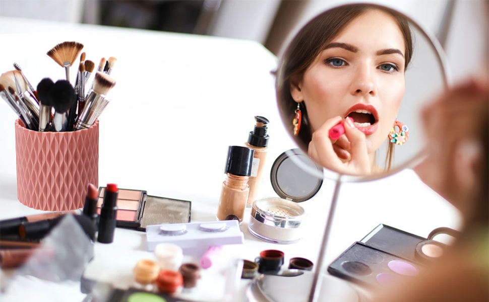 Makeup Brush Holder, 360° Rotating Brush Holder 5Slot Makeup Brush