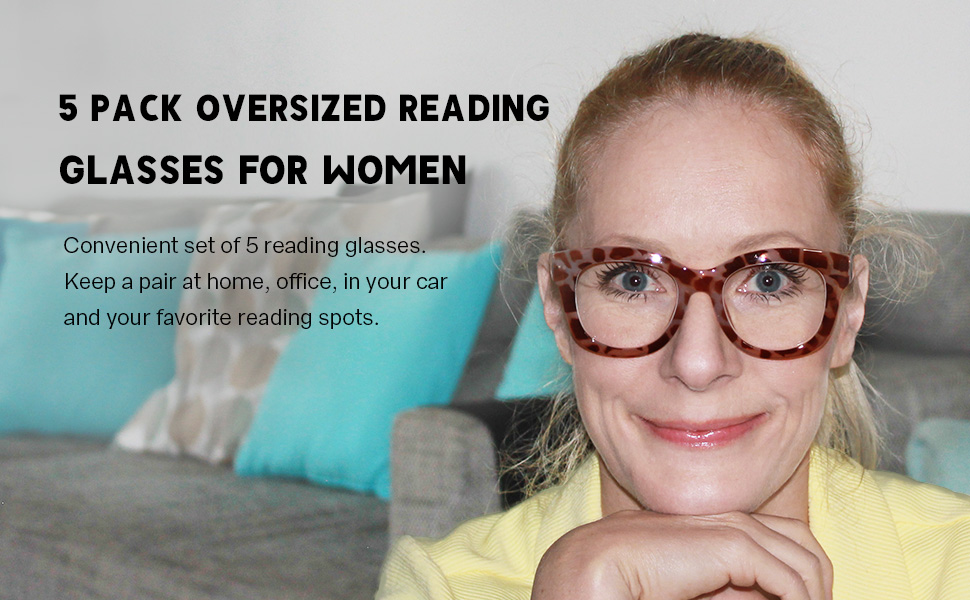 Eyekepper 5 Pack Oversized Reading Glasses Retro Readers
