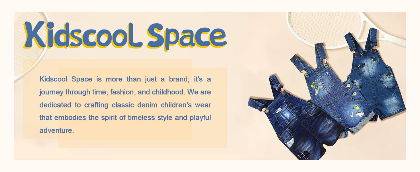 KIDSCOOL SPACE Girls/Boys  Denim Overalls Shorts