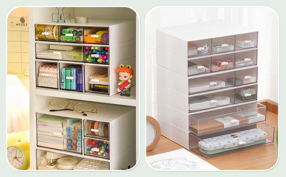 VADUDA Stackable Desktop Storage Drawers Plastic Drawers Storage Unit