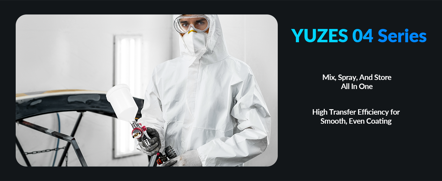 YUZES hvlp spray gun Set with 1.4/1.7/2.0mm Nozzle and disposable paint cups