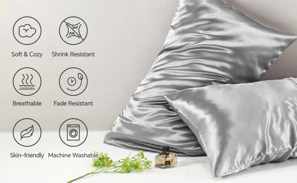 Satin Pillowcase for Hair and Skin, 2 Pack Satin Pillow Case Cover 50