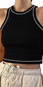 black stitch crop vest