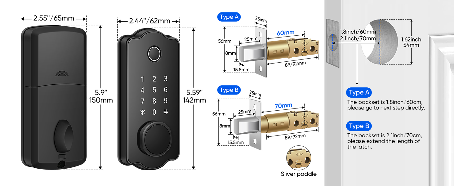 MYPIN Smart Door Lock, Fingerprint Door Lock, Keyless Smart Lock, Digital Door Lock, Smart Locks Front Door with App Control, Key, Card, Electronic Touch Keypad Locks for Doors Auto Lock Waterproof 22 1