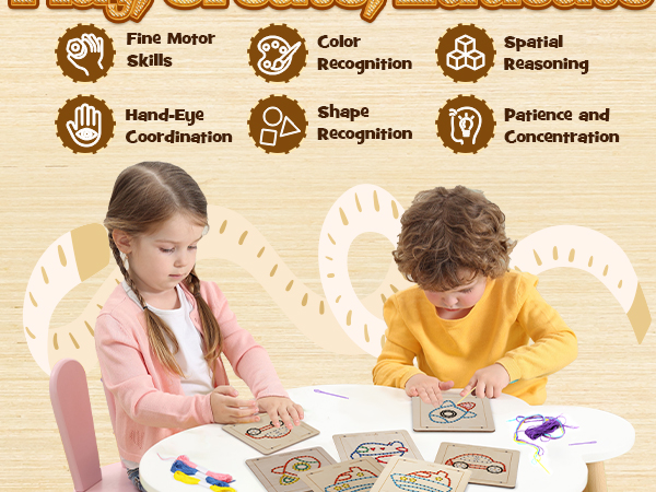 知育玩具 saint.mm1 Amazon.com: Montessori Wooden Lacing Toys for Toddlers and