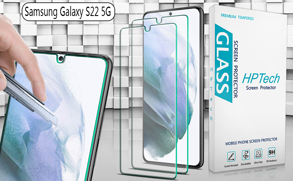 [2 Pack] HPTech Tempered Glass for Samsung Galaxy S22 5G Screen