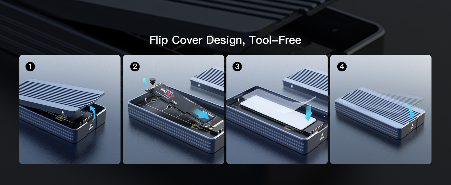 Inateck 40Gbps M.2 NVMe SSD Enclosure, Aluminum Hard Drive
