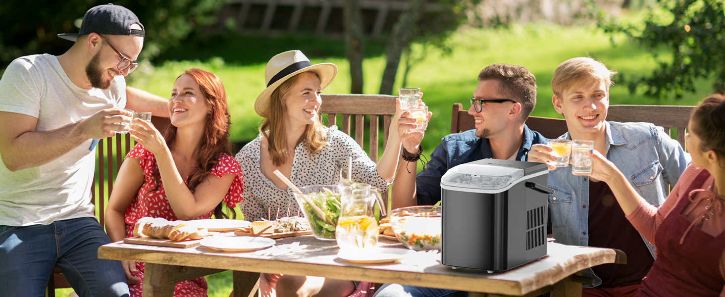 Sweetcrispy Portable Ice Maker Countertop, 9 Ice Cubes in 6