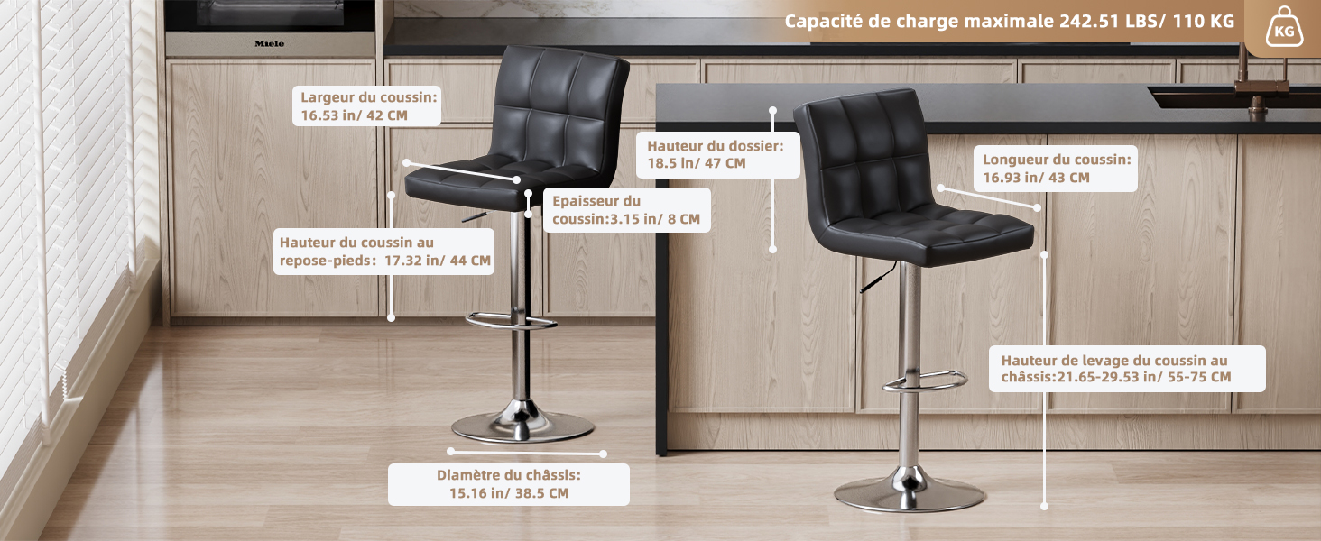 Hauteur de levage du coussin au châssis