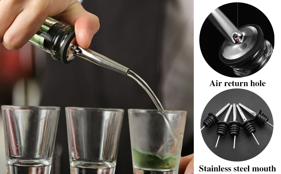 12 Pieces Bottle Pourers for Spirits, Stainless Steel Freeflow Liquor