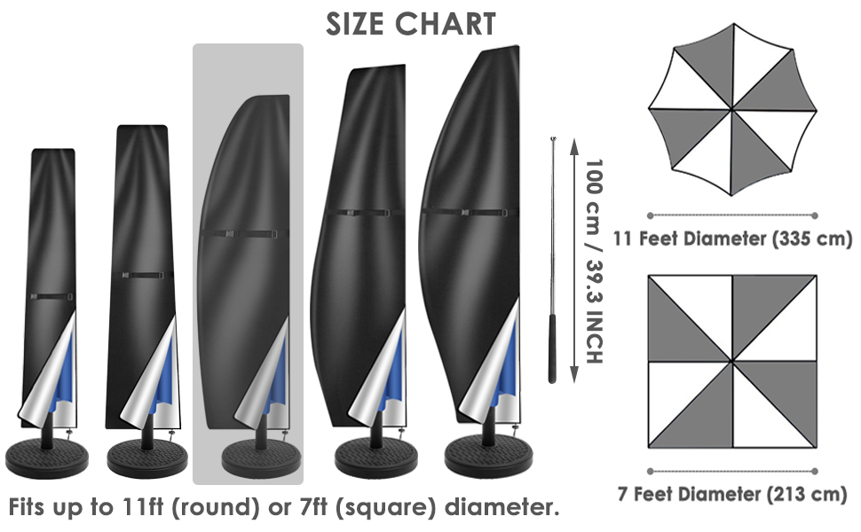 Teynewer Parasol Cover Waterproof, Cantilever Parasol Protective Cover
