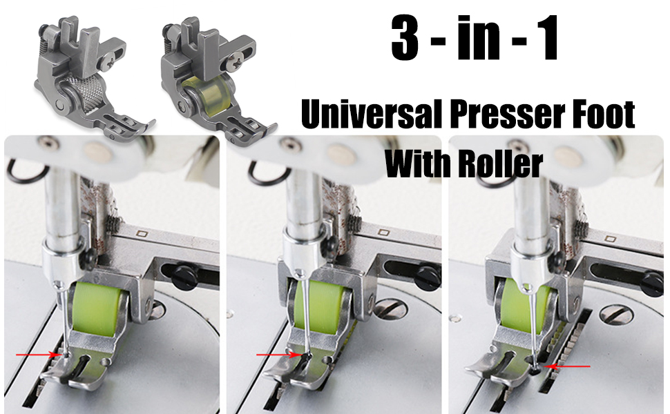 YEQIN Universal Presser Foot with Roller ThreeinOne Multifunctional Presser Foot