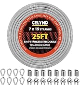 CELYND Stainless Steel Cable for Railing - 25FT 3/16