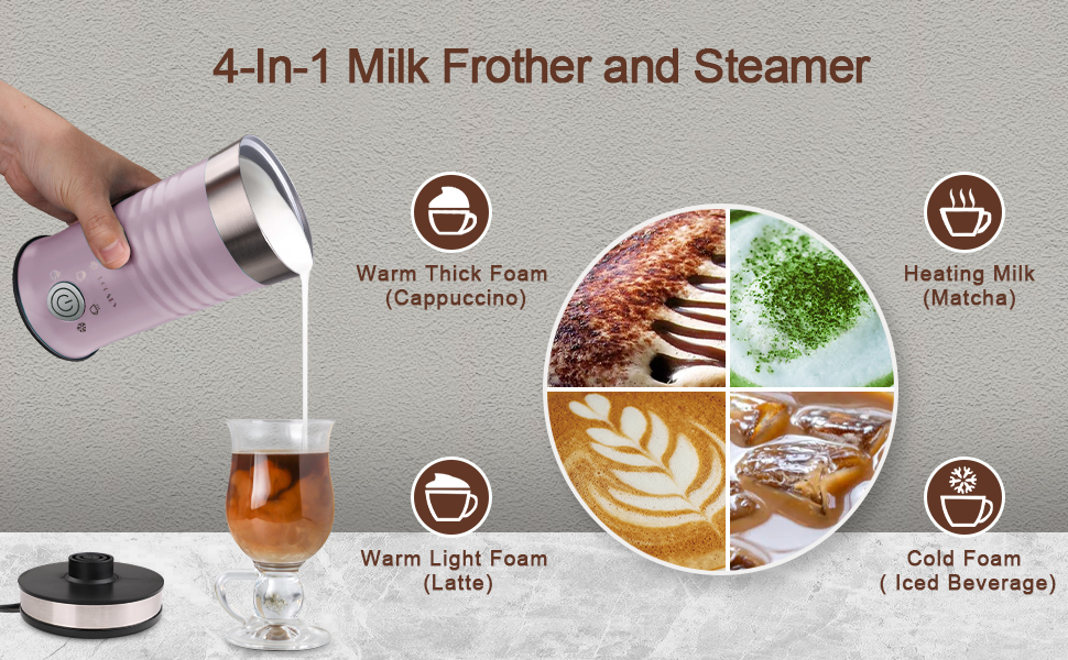 Huogary Automatic Milk Steamer, Milk Frother and Steamer