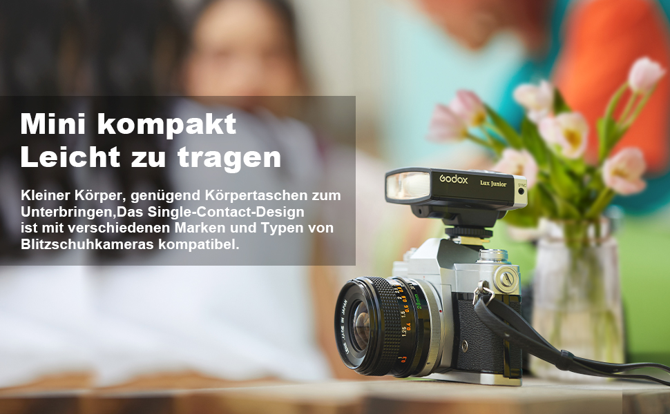 Godox Lux Junior Retro Camera Flash, Speedlite GN12 6000K ± 200K CCT, Automatic and Manual Modes