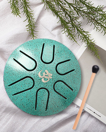 Aedcbaide Buddha Stones Mini Steel Tongue Drum 3 Inch (8cm) 6 Note Tongue Drum with Drumstick,Music Book,Mallet,Steel Drum Balmy Drum UK for Musical Education Concert Yoga Beginners Adult Kids(silver) 30 1