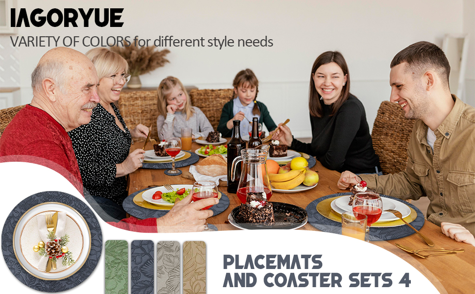 Placemats and Coaster Sets 4, DualSided Leather Table Mats Heat