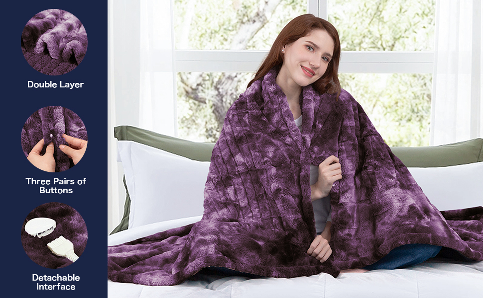 OCTROT Heated Electric Throw Blanket (50''*60" Deep Purple