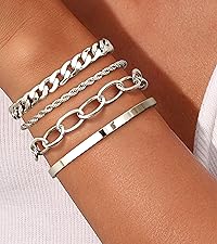 Chunky silver Bracelet Set