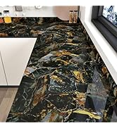 STICKEEP Black Gold Marble Contact Paper for Countertops Self Adheisve Black Marble Peel and Stic...