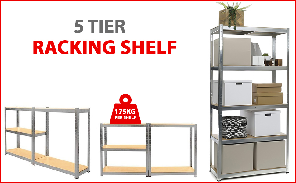 Denny Shop Heavy Duty 5 Tier Racking Shelf Garage Shelving Storage