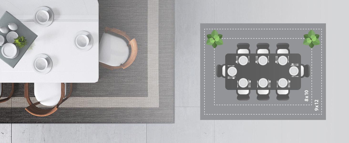 bordered dining room rug