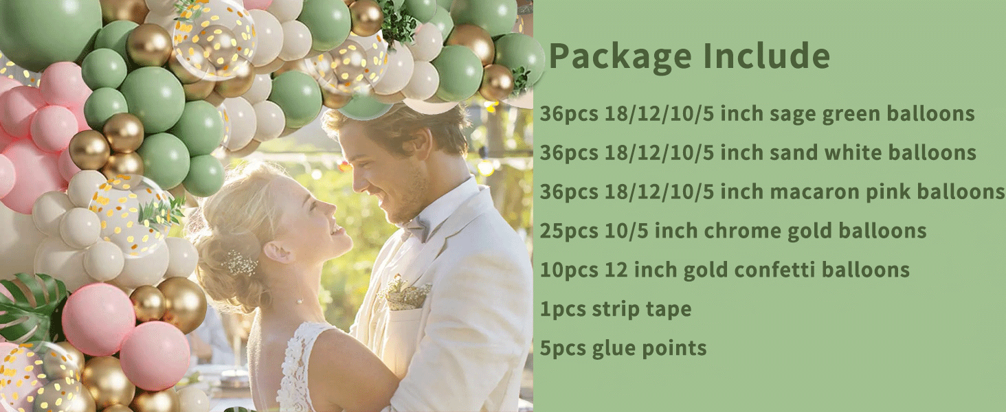 sage gold beige balloon arch kit