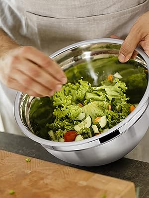 mixing salad bowl with lid stainless steel Nesting set for baking and servers large metal 